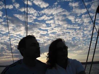 rusfiona Rus and Fiona admire the dusky sky aboard Esper