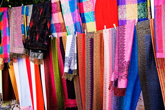 Clothes stall on way to castle
