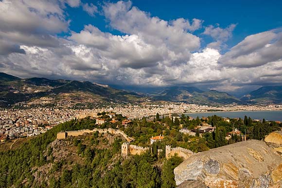 View of the Taurus mountains from the castle