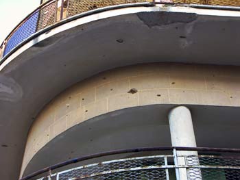 Bullet holes in a building in Ledra Street