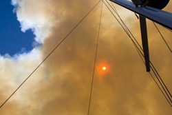 The sun through smoke