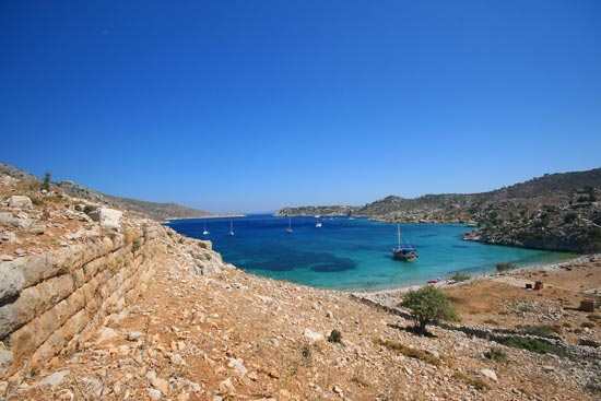 The ancient city of Loryma (Bozuk Buku), looking back out towards Rhodes