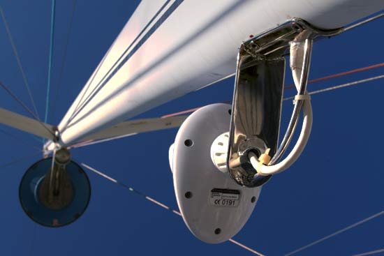 Arty shot of the Navtex, new bracket and radar in background