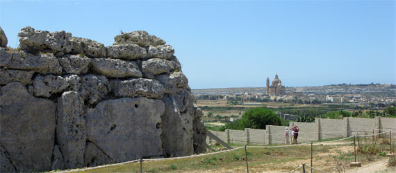 rocks The ancient Ggantija Temple with Rotunda in the distance Source: Liz Cleere
