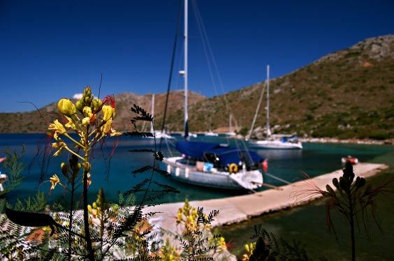 dirsek-bay The view from our luncheon spot – Esper is one of the far distance yachts; Candice swam back from here after lunch, the show off.